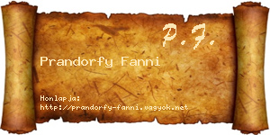 Prandorfy Fanni névjegykártya